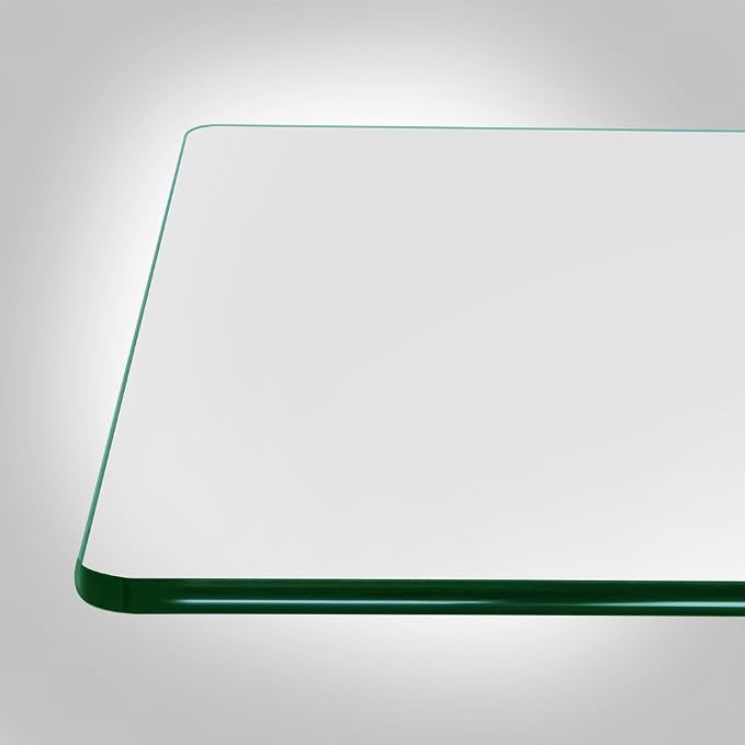 Dulles Glass 36 inch Square Glass Table Top - Tempered - 3/8" Thick Glass Surface, Safe Pencil Edge, Radius Corners, Multipurpose for Dining Table, Patio, Coffee and End Table