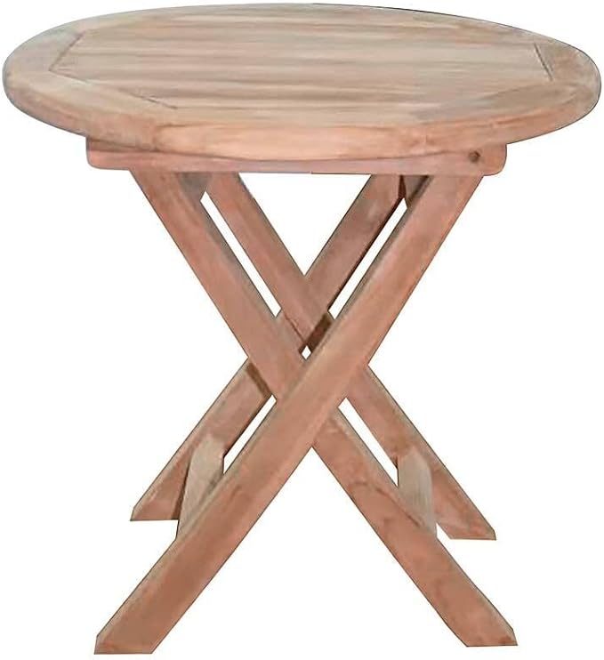 Plow & Hearth Small Round Teak Folding Side Table