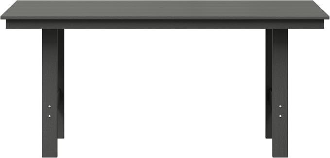WestinTrends Ashore Outdoor Modern HDPE 66" Wide Rectangle Patio Dining Table for 6, Gray