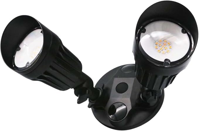 LED Black 2-Light Bullet Flood Light- 3000K Adjustable Dual Head Hardwired Outdoor Security Light, Waterproof Spot Light for Yard, Patio, Garden, Garage, Landscape & Exterior Walls