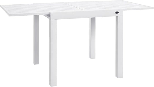 Outsunny Expandable Patio Dining Table for 4-6, 35.5" -70.75" Aluminum Extendable Outdoor Dining Table, Square/Rectangular Patio Table for Garden, Backyard, Poolside, Deck, White