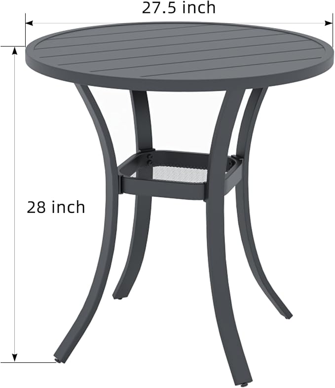 Anmutig 3 Piece Small Outdoor Set, 27.5 Inch Patio Round Table with 2 Tan Grey Swivel Rocker Chairs - Style2