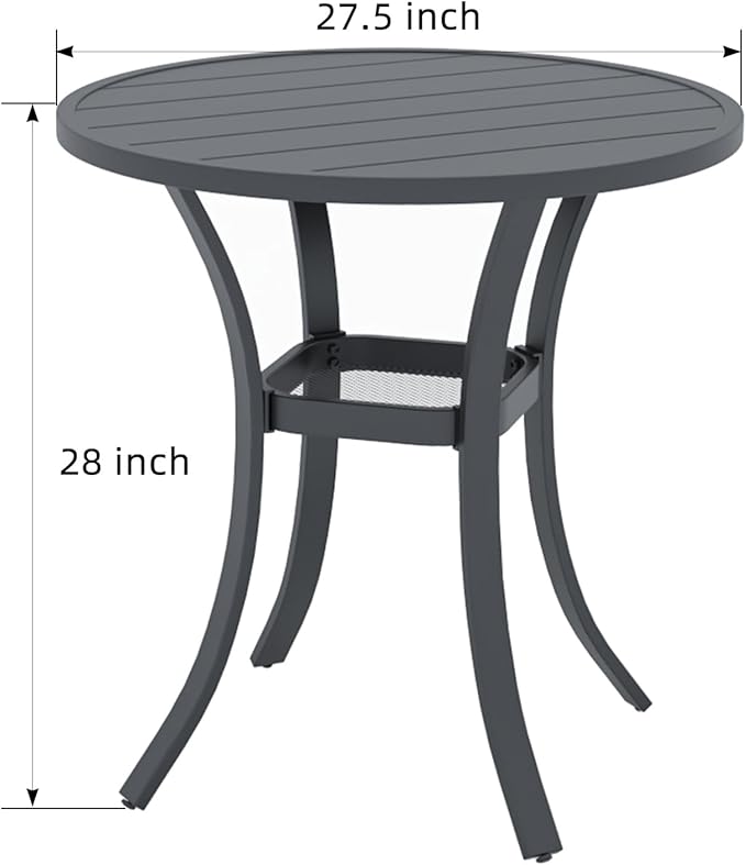 Anmutig 2 Piece Grey Textilene Patio Swivel Rocker Chairs with 27.5" Round Table Small Outdoor Set - Style1
