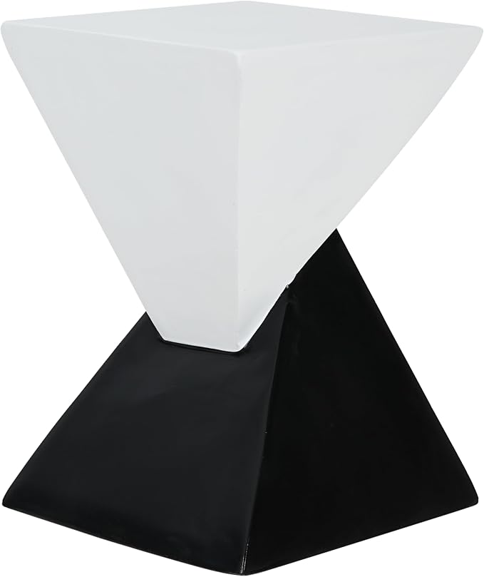 Christopher Knight Home Ginues Lightweight Concrete Square Coffee Table, Indoor and Outdoor Side Table for Living Room, MGO Small Side Table, Two-Tone Design, No Assembly Needed, Black+White