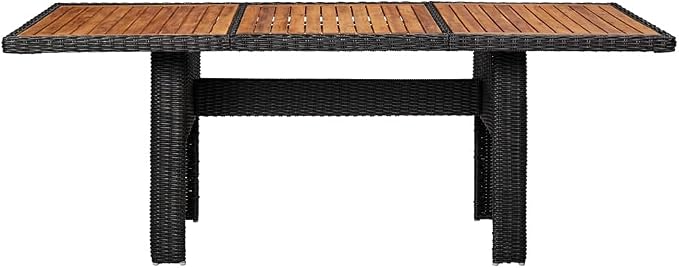 11-Piece Outdoor Dining Set Black and Dark Grey Hand-Woven PE Rattan Rectangular Patio Dining Furniture Set 78.7 x 39.4 x 29.1 in Powder-Coated Steel Frame for Garden Patio Balcony