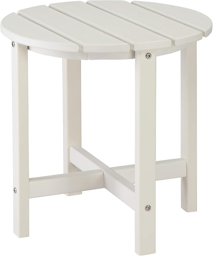 Zimtown Adirondack Side Table, 18 Inch Round HDPE Outdoor Side Table, Small Modern End Tables, Coffee Table for Outside, Patio, Backyard, Pool, Lawn, Beach, Waterproof & Portable