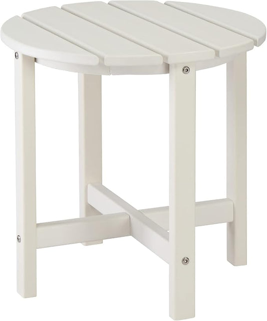 Vasitelan Patio Adirondack Side Table, Double Outdoor Side Table, Poly Lumber end Table, Weather Resistant for Indoor, Patio, Pool, Porch (White)