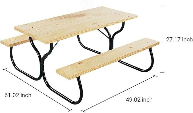 Woodlawn&Home, 600014, Picnic Table Frame, Black Without Wood