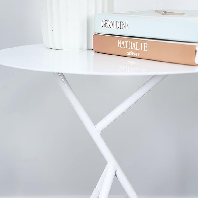 Dendritic End Table Metal Round Small Side Table Outdoor & Indoor Coffee Table for Small Spaces Bedroom Patio,Black