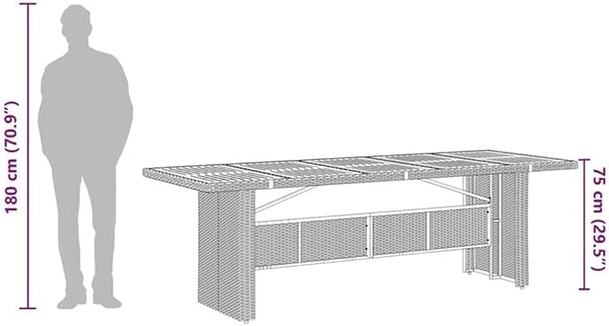 Afuera Living Contemporary Outdoor Dining Set, 7-Piece Rattan and Acacia Wood, Black Finish, Includes Table and 6 Chairs with Cushions, Modern Patio Furniture for Garden, Terrace, Balcony, Seats 6