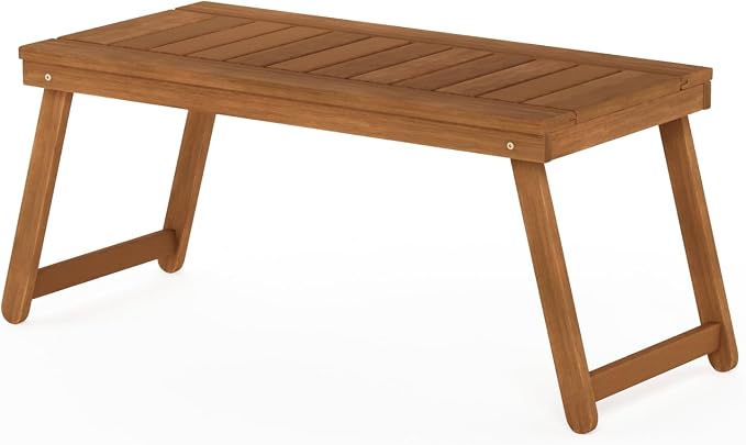 Furinno TIOMAN Patio Table, Folding Outdoor Side Table, Coffee Table, for Patio, Garden, Porch, Light Wood