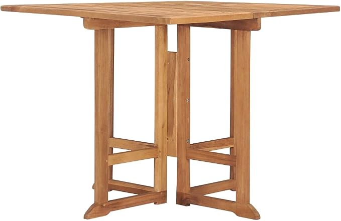 Folding Garden Dining Table Teak Brown Solid Wood Foldable Outdoor Furniture for Patio Balcony Table Garden 35.4 in x 35.4 in Seats 4