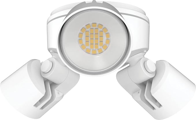 Lithonia Lighting HomeGuard 3-Light LED Outdoor Flood Lights, Dusk to Dawn | White Outdoor LED Lights, Adjustable Lumens, Selectable Color, Round Heads (HGX LED 3RH ALO SWW2 120 PE WH M2)