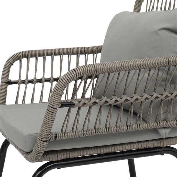 Guest Patio Wicker Conversation Bistro Set Great by The Pool Comfortable Rattan Chair Conversation Sets with Tempered Glass Table