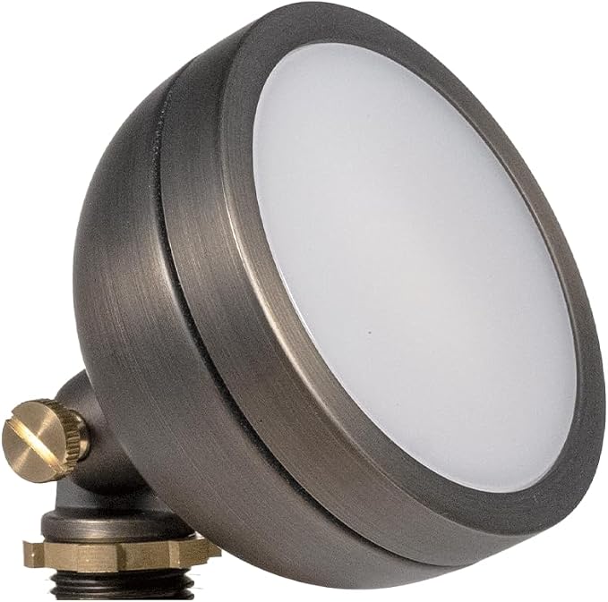 VOLT 12V Mini Round Frosted Flood Light (Bronze) & 3W 2700K G4 LED Bulb | Solid Brass, Warm White Light, Low Voltage, Ideal for Extra Wide & Gentle Illumination with Soft Edges