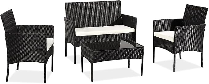 Three Colors Patio Furniture Set Outdoor Living Room Balcony Rattan Furniture Four-Piece-Brown Outdoor Furniture (Color : B) (C)