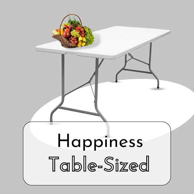 6ft Foldable Heavy Duty Plastic Table - Ideal for Indoor & Outdoor Events: Parties, Picnic, Camping, Weddings, Catering, and Garden Dining - Portable Fold-in-Half Utility Table (White)