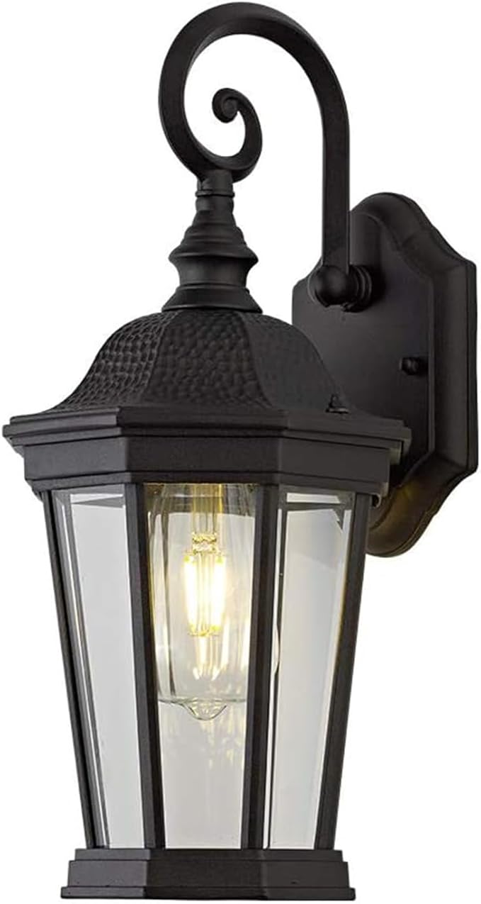 Outdoor Wall Lantern, 16'' Black Outdoor Wall Light Fixtures