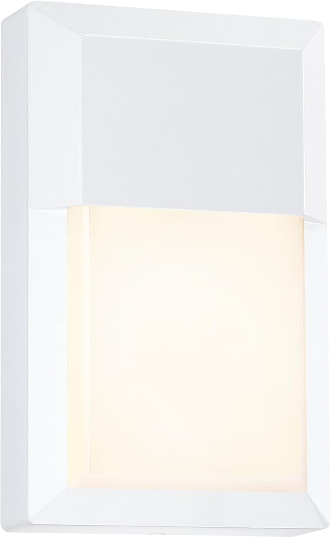 Outdoor Porch Light, LED Wall Sconce, Rustproof Aluminum | Modern Exterior Wall Light Fixture for House, Patio, Garage, 12W 1000 Lumen, Waterproof, 3000K, White, 1 Pack