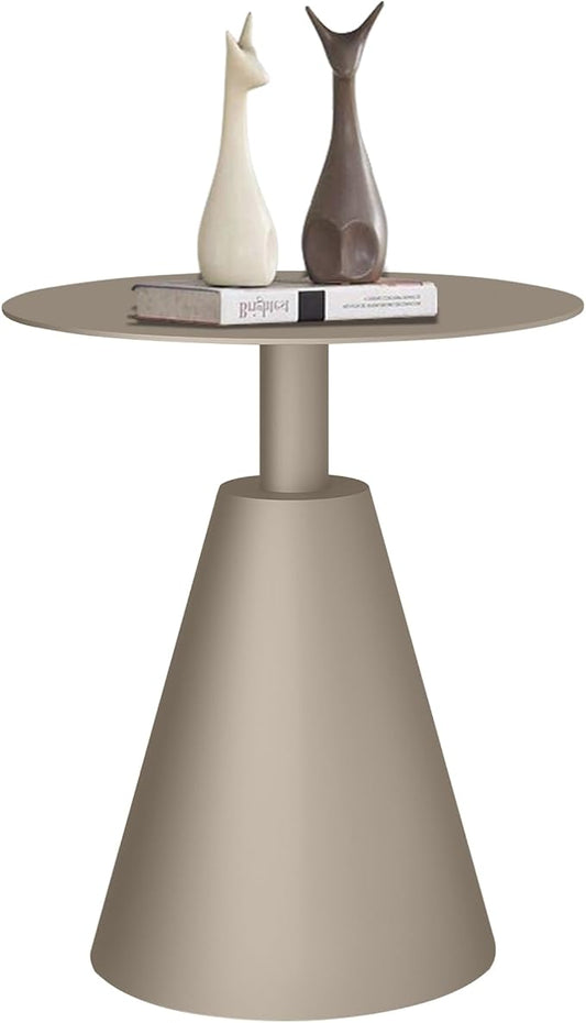 19.5" Round Outdoor Coffee Table, Weather-Resistant Aluminum Side Table for Patio, Balcony, Garden & Bedroom, Champagne