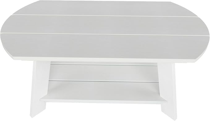WestinTrends Tuscany Outdoor Coffee Table, All Weather HIPS 2 Tier Patio Adirondack Coffee Table, White