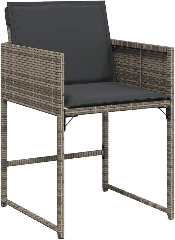 15 Piece Patio Dining Set with Cushions Gray Poly Rattan Outdoor Furniture Table and 14 Chairs for Backyard Garden Deck Entertaining UV Proof Glass Top