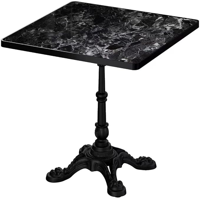 SSLine 31.5" Sintered Stone Dining Table, Marble Top Bistro Table with Heavy-Duty Cast Iron Base, Waterproof Tulip Table for 2-4 Person,Indoor/Outdoor Use for Patio,Cafe,Restaurant (Square-Black)
