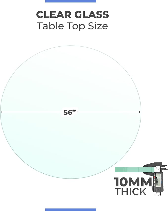 56" Inch Round Glass Table Top 3/8" Thick Pencil Polish Edge Tempered by Fab Glass and Mirror