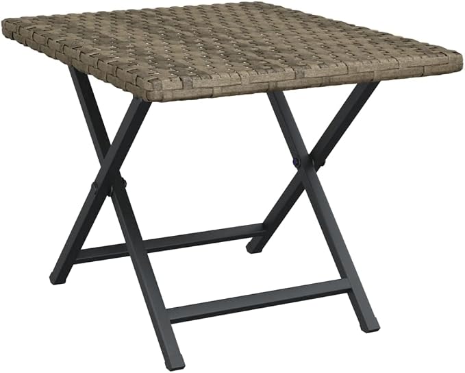 vidaXL Folding Table, Outdoor Garden Furniture Foldable Table, Patio Picnic Table for Porch Deck Lawn Garden Backyard, Gray Poly Rattan