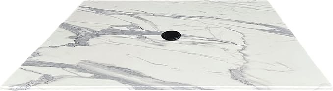 Holland Bar Stool 36" x 36" White Marble, Indoor/Outdoor All-Season EuroSlim Table Top with Umbrella Hole