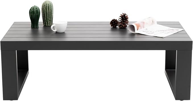 Patio Coffee Table, Grey, Aluminum Rectangle