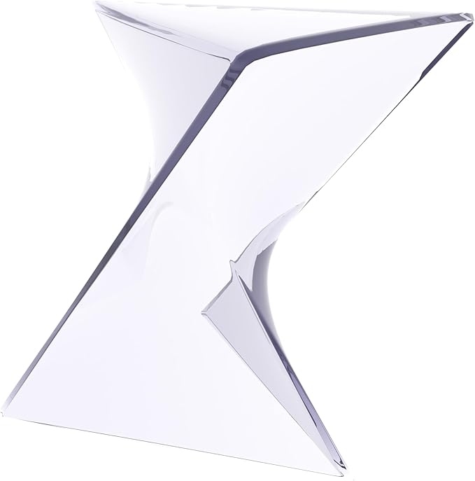 LeisureMod 15.75" Clear Stackable Plastic Side Table - Weather-Resistant Triangular Accent Table for Living Room, Patio, or Backyard
