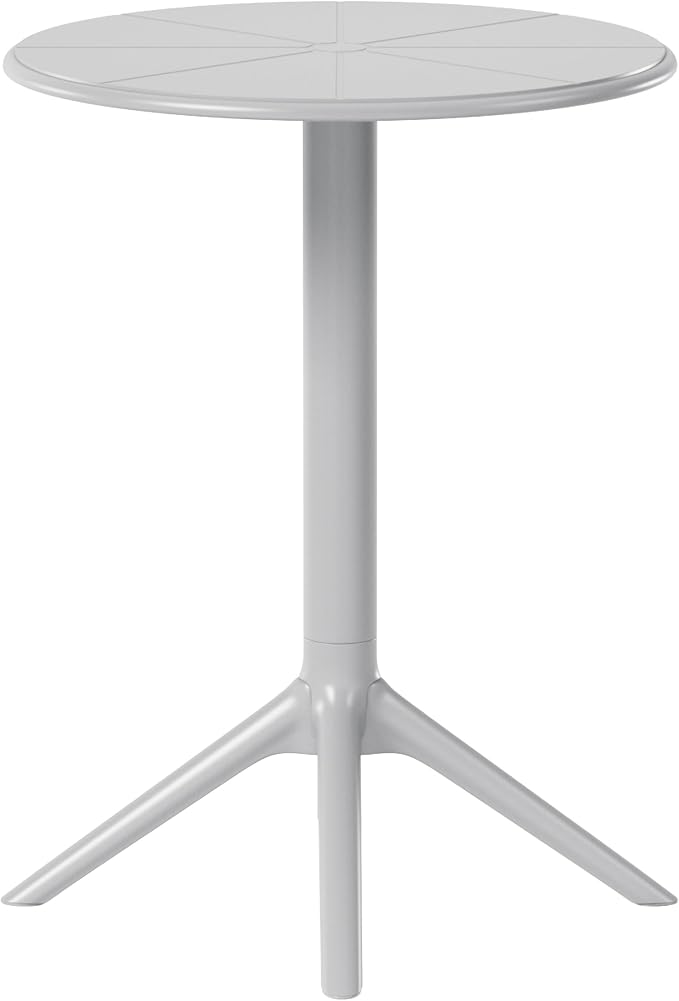WestinTrends Playa 23.5" Outdoor Polypropylene Resin Round Patio Bistro Dining Table for 2, Gray