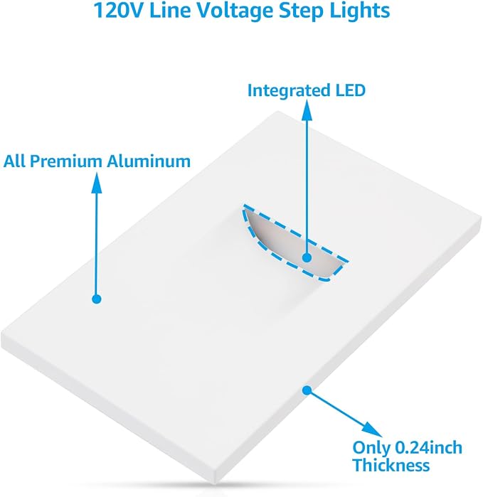LEONLITE 3-Pack 5CCT 120V LED Step Lights, Vertical, White | 150LM, 5%-100% Dimmable, CRI90, ETL, Indoor Outdoor Stair Lights, Wet Location, 2700K/3000K/3500K/4000K/5000K, Aluminum