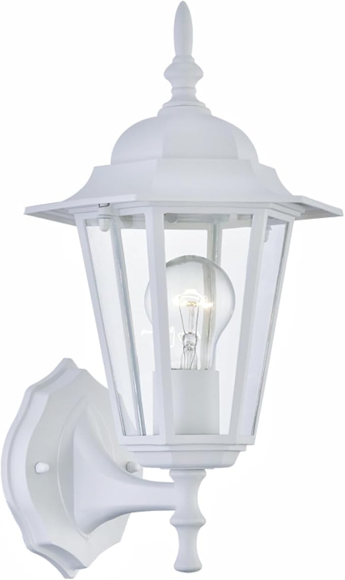 WISBEAM White Outdoor Wall Lantern, Outdoor Wall Sconce for House Porch Lighting Fixture, E26 Base 60W Max, Metal Housing Plus Glass, Wet Location Rated, ETL Qualified, Bulbs not Included