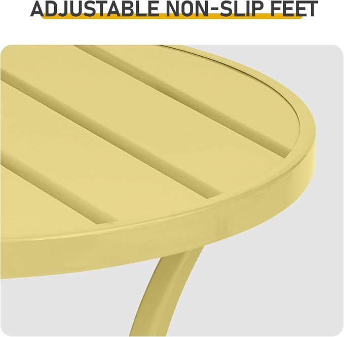 19.9" Metal Outdoor Round Side Table, Patio Side Table End Table for Porch Backyard Balcony Outside (Light Yellow)