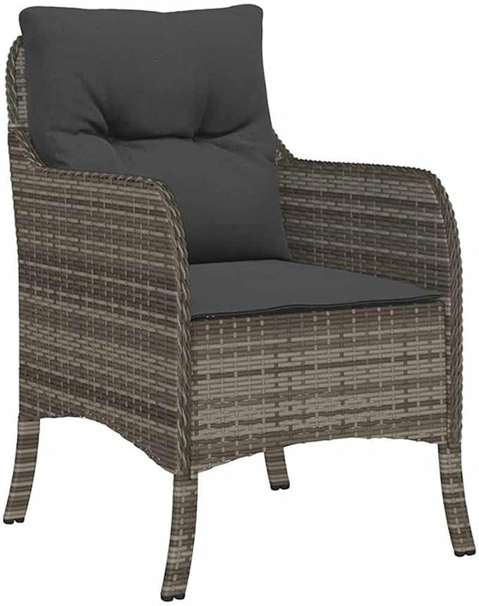 Afuera Living 5 Piece Poly Rattan Patio Dining Set, Cushioned Seats, Gray Finish, UV-Resistant, Powder-Coated Steel Frame, Tempered Glass Table, Modern Style Outdoor Furniture for Garden or Terrace