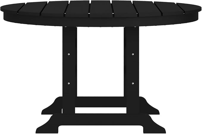 Flash Furniture Colonel Outdoor Dining Table for 4, Commercial Grade All-Weather Recycled HDPE Adirondack Style Table, UV Fade Resistant, 48" Round, Black