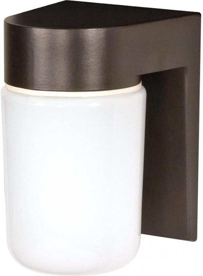 Nuvo Lighting SF77/141 Utility Fixture Die Cast Aluminum Durable Outdoor Wall Mount Porch and Patio Light with White Glass Globe, Bronzotic