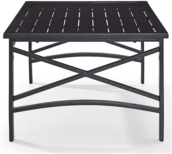 Afuera Living Coastal Metal Patio Coffee Table, 49.75" W x 26.38" D x 17.75" H, Oil Rubbed Bronze Finish, Weatherproof Rust-Protected Steel, Slatted Tabletop, Traditional Outdoor Balcony or Porch