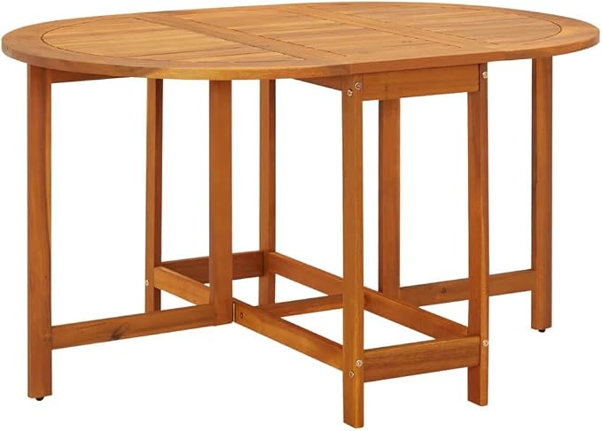 vidaXL Solid Acacia Wood Patio Drop Leaf Table Oval Dinning Stand Furniture