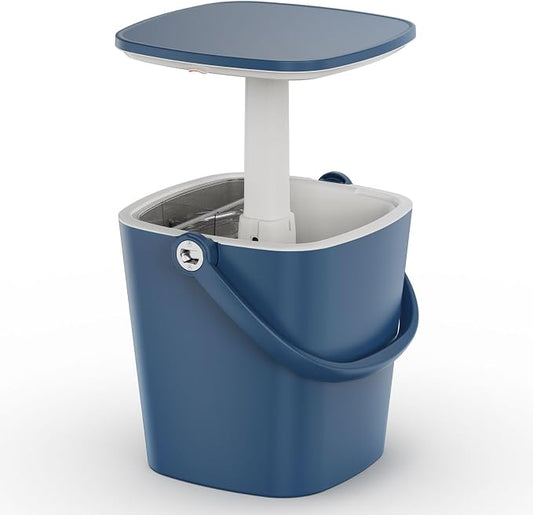 EasyUp Outdoor Cooler Side Table, Portable Ice Cooler Table with Table Top, Outdoor Ice Cool Bar, Lift Top Lid, Durable Handle, Cold Resistance, for Patio, Pool, Camping (Blue)