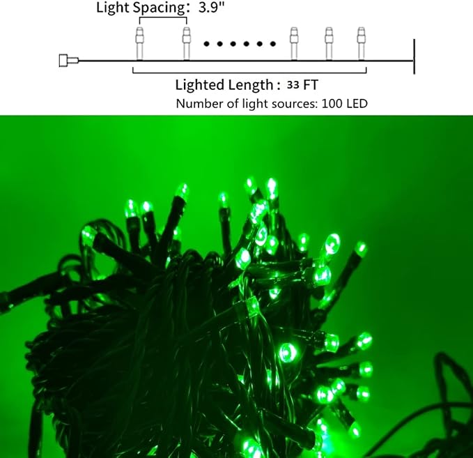 12V Outdoor String Lights- Low Voltage Outdoor String Lights -Works with Low Voltage Landscape Lighting Systems -for Holiday Decorations, Christmas Tree Lights Holiday Party Wedding(（Green）)