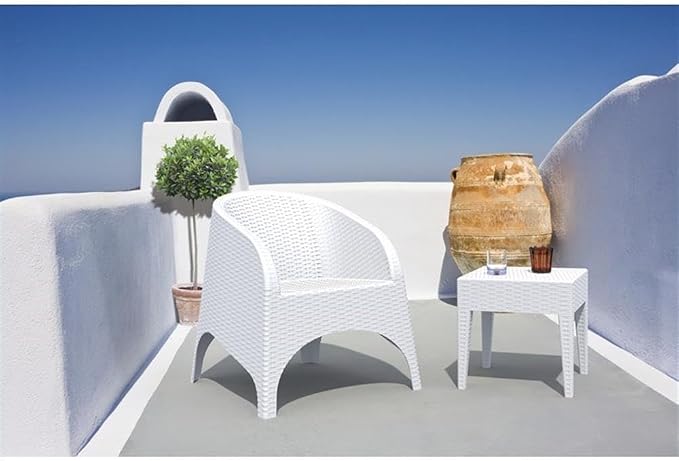 Compamia Miami Square Resin Patio Side Table in White, Commercial Grade