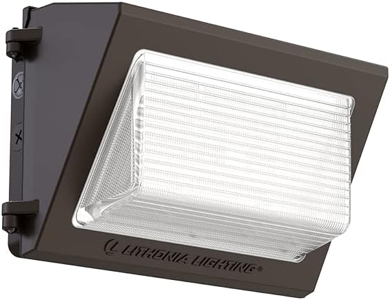 Lithonia Lighting 13" LED Wall Pack Outdoor Light, Dusk to Dawn Photocell | Bronze Outdoor Light Fixture, 3000K/4000K/5000K CCT, Adjustable Lumens, UVOLT (TWR1 LED ALO SWW2 UVOLT PE DDBTXD)