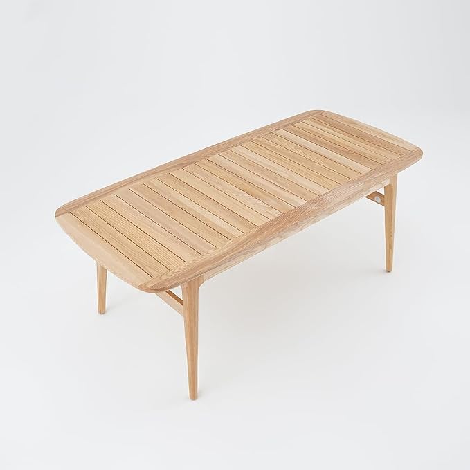 homary Mid-Century Modern 6-Person Rectangle Outdoor Patio Dining Table in Natural Wood, Sturdy Solid Wood Construction for Gardens, Patios & Outdoor Gatherings