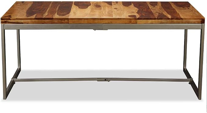 (Fast Shipments) Garden Table Outdoor Dining Table for Patio, Backyard, Balcony, Outdoor Indoor Furniture Dining Table Solid Sheesham Wood and Steel 70.9"