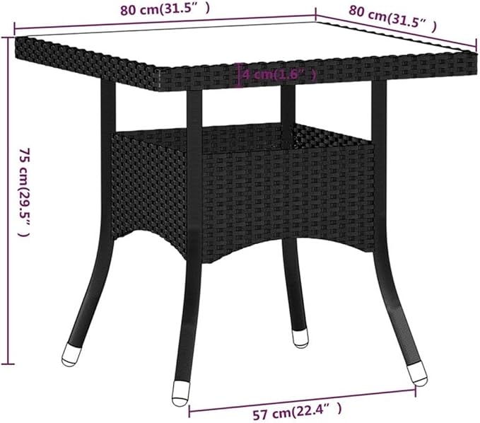 Afuera Living 5-Piece Patio Dining Set, Synthetic Poly Rattan and Acacia Wood, Black/Cream White Finish, Includes Cushioned Seats, Contemporary Compact Design for Outdoor Garden, Terrace or Balcony