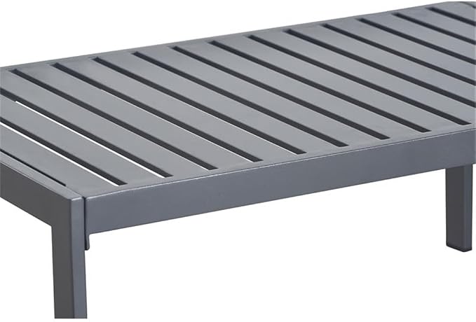 Afuera Living Modern Outdoor Coffee Table, 40 x 23 x 15.75 Inches, Gray Gunmetal Finish, Weather-Resistant Slatted Top, Durable Metal Frame, Contemporary Design for Patio or Backyard Spaces