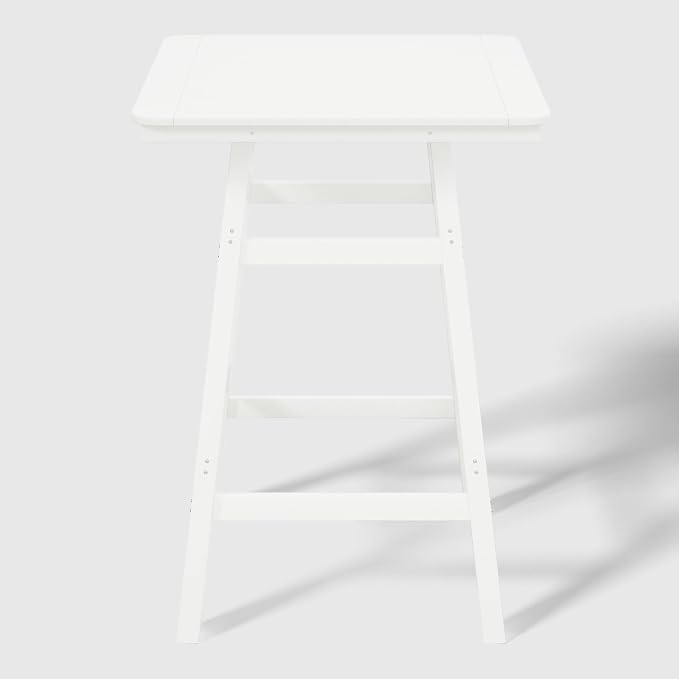 WestinTrends Malibu Square Outdoor Patio Bistro Bar Table with Umbrella Hole 42" Tall, White